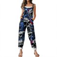 thumbnail image 5 of EANJE Halloween Jumpsuits Womens Wide Leg Trendy Gothic Skull Floral Print Overalls Sleeveless Women Romper Straps Jumpsuits Oversized Bib Overalls Winter Clothing Navy L, 5 of 6