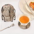 thumbnail image 5 of White Cat in Wall 6 Pcs Drink Coasters with Holder Absorbent Coasters Woven Coasters for Drinks Table Desk Protection Home Decor, 5 of 7