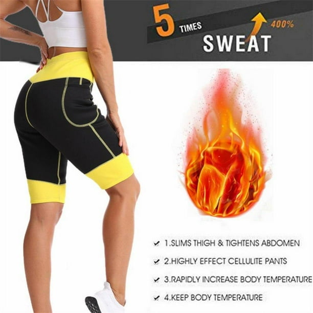 Calecon de Sudation en Neoprene Chaud pour Femmes avec Poche Perte de Poids Pantalon Minceur Exercice Body Shaper Yoga Leggings