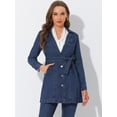 thumbnail image 3 of Chaqueta Vaquera Allegra K Larga Con Cinturón Y Solapa Para Mujer Azul XS, 3 of 5