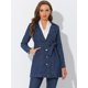 thumbnail image 3 of Chaqueta Vaquera Vaquera Larga Con Cinturón Y Solapa Con Muesca Para Mujer Azul S, 3 of 5