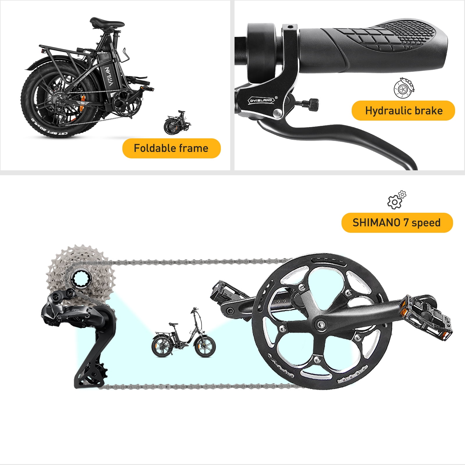 VITILAN U7 2.0 Velo Electrique pour Adultes Moteur 750W 20 Pouces x 4.0 Pouces Pneu Large Pliant Marchepied Velo Electrique Batterie Amovible 48V