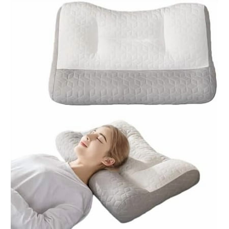 Orthopedic Deep Sleep Pillow - New Sleep Apnea & Ergonomic Pillow for Neck, Shoulder & Side, Back, Stomach Sleepers (Light White)