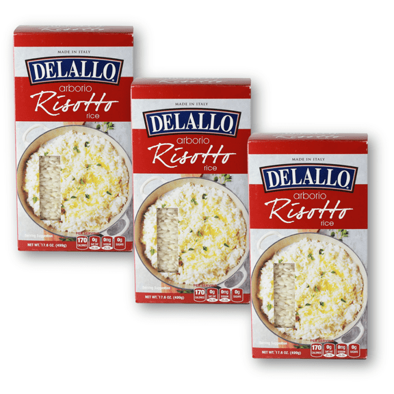 DeLallo Arborio Rice, for Risotto, Made in Italy, 17.6 oz Box, (3 Pack)
