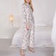 thumbnail image 3 of Balery Cute Bow Tie Conjunto de Pijama con Estampado para Mujer, Conjunto de Dos Piezas con Manga Larga, Ropa de Dormir Suave con Bolsillos, Pijamas Cómodos-Medium, 3 of 7