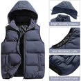 thumbnail image 2 of Men's Quilted Winter Vest Outdoor Removable Hooded Padded Puffer Vest, 2 of 5
