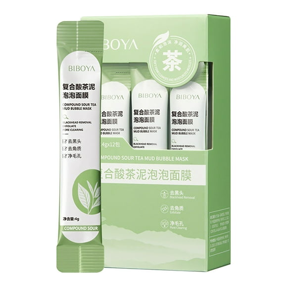 FSTDelivery 12 Sheets Compound Sour Tea Mud Bubble Mask,Foam Facial Mask Cleansing Shrink Pores Gentle Exfoliation Remove Blackheads for Daily Hydrating Facial Care & Skin Recovery Cream, Clearance