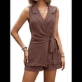 thumbnail image 2 of Conjuntos de Verano para Mujer, Conjuntos de Vacaciones, Conjunto Corto con Botones, Ropa Informal de Negocios y Elegante de 2 Piezas 2025 Color Café M, 2 of 9
