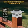 thumbnail image 6 of Solar Lights for Fence Post Cap Outdoor Deck Waterproof 2 Pack for 4x4/5x5/6x6 Wooden/Vinyl Posts Two Light Modes LED Warm/Cool White Decor for Garden Patio (White, 2), 6 of 8