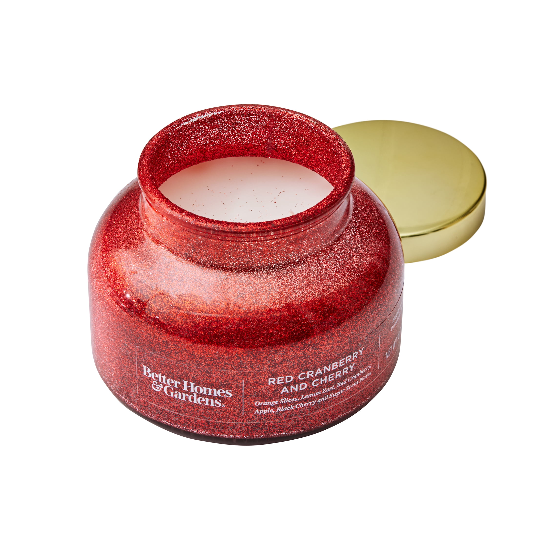 Better Homes & Gardens Red Cranberry and Cherry Scented 2 Wick Glitter 18oz Jar Candle
