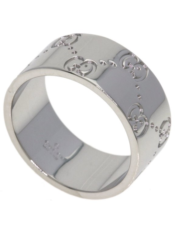 Pre-Owned Gucci Icon Wide #16 Ring, 18K White Gold, Women's.