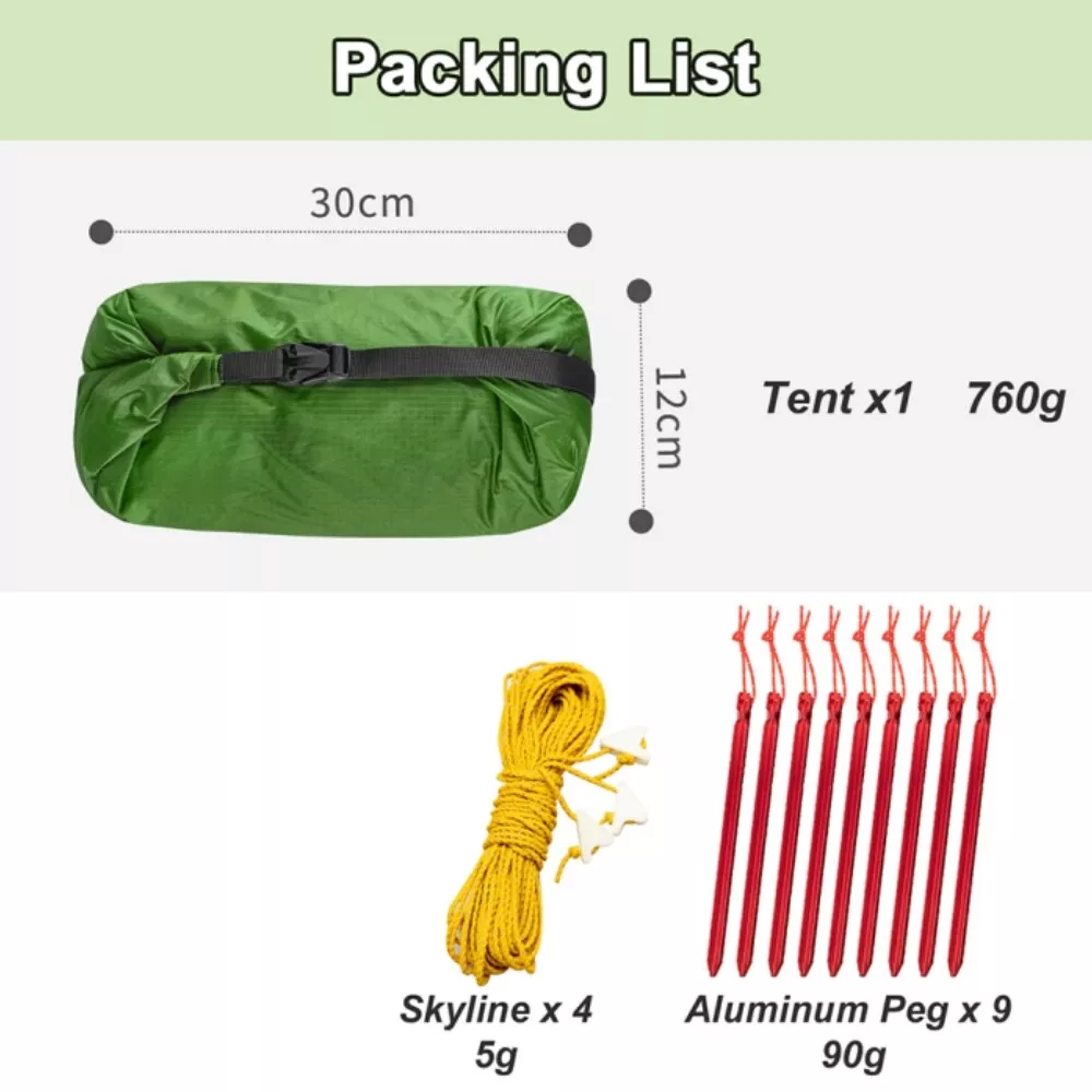Night Cat 1 Person Trekking Pole Tent for Backpacking Hiker - Ultralight Tent