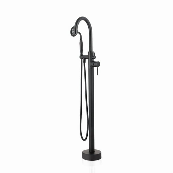 Freestanding Tub Filler Bathtub Faucet Brushed Nickel with Hand Held Shower Floor-Mount