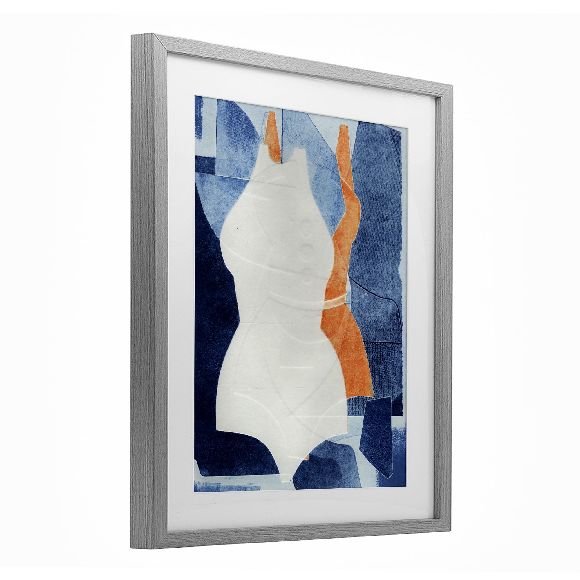 Stupell Industries Abstract Fashion Shapes Blue Gray Framed Print Under Glass, design by Stacy Milrany