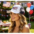 thumbnail image 4 of Men 250th Anniversary Patriotic Trucker Hat Flag Embroidery Breathable Mesh Back Adjustable Snapback Baseball Cap for Summer Outdoor (White), 4 of 6