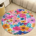 thumbnail image 4 of Floral Colorful Flower Floral Medallion Round Rug - Small Round Area Rug, Soft Non-Slip Machine Washable Bedroom Mat Indoor Accent Entry Carpet for Office Desk Dorm Hallway, 4 of 6