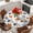 White, variant on Fall Pumpkins Round Tablecloth, Fitted Table Cover with Elastic for 55"-60" Round Tables, Thanksgiving Daisy Autumn Leaves Country Table Cloth Outdoor Indoor Dinning Party Waterproof Tablecloths