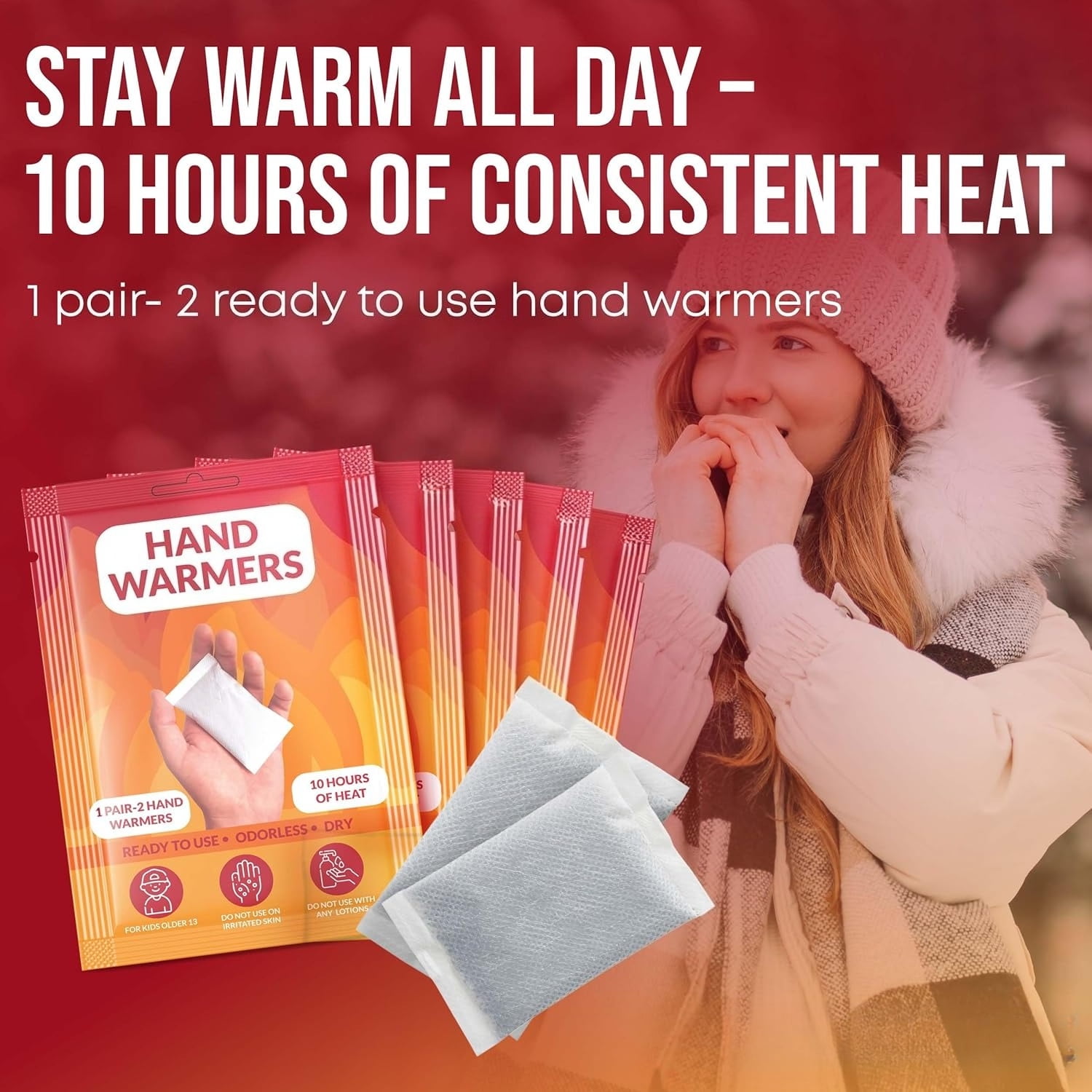 Hand Warmers - Long-Lasting, Safe, Natural, Odorless Air-Activated Warmer