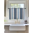 thumbnail image 3 of Sheer Curtains 54 Inch Length, Blue Beige Striped Semi Sheer Curtains Light Filtering Window Treatment, Modern Stripes Art Farmhouse Privacy Voile Drapes for Living Room Bedroom 52x54 Inch, 3 of 7