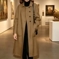 thumbnail image 2 of Women's Casual Elegant Solid Color Double Sided Coat Long Sleeve Winter Outerwear Dressy Jacket Soft Cozy Warm Work Office | CSEONE,Coffee XL, 2 of 8