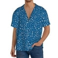 thumbnail image 3 of Honeii 's Blue Star Print for men's short-sleeved button-up collared shirt featuring a pocket, perfect for beach vacations, and travel adventures., 3 of 5