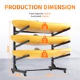 thumbnail image 5 of 41"H Freestanding Kayak Storage Rack, Holds 3 Kayaks, Heavy-Duty Adjustable Stand with Lockable Wheels for Kayak, Canoe, SUP & Surfboard, 45.87"W28.94"D41"H, 5 of 9