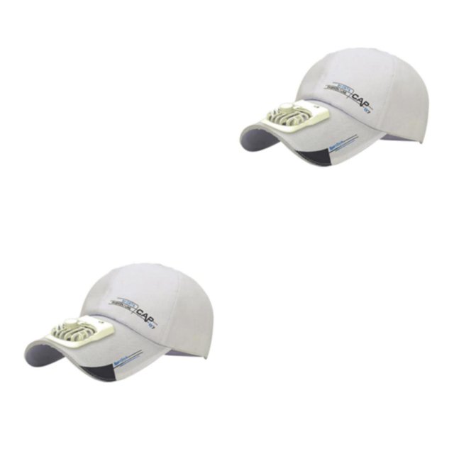 Baohd Outdoor Cooling Fan Hat Breathable Baseball Cap for Sun Protection Outdoor Camping Beige Style A 2Set