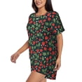 thumbnail image 2 of Daiia Strawberry Pattern Womens Pajama Sets Short Sleeve Pajamas for Women Sets Soft Lounge Sets Casual Round Neck Sleepwear PJS-4X-Large, 2 of 7
