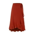 thumbnail image 1 of Vedolay Long Skirt Women's Floral Long Skirts Elastic Waist Tiered Ruffle Boho Midi Skirt,Red XL, 1 of 5