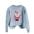 thumbnail image 4 of Goindgs Pullover Sweatshirt Women Autumn and Winter Casual Fashion Thick Needle Round Neck Sweater Christmas Printed Long Sleeve Hoodless Sweater Light Blue-XXL, 4 of 4