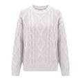 thumbnail image 4 of Fiaer Womens Sweater Plus Size Knitted Pullover Crew Neck Long Sleeve Solid Warm Thermal Fashion Tops White XS, 4 of 4