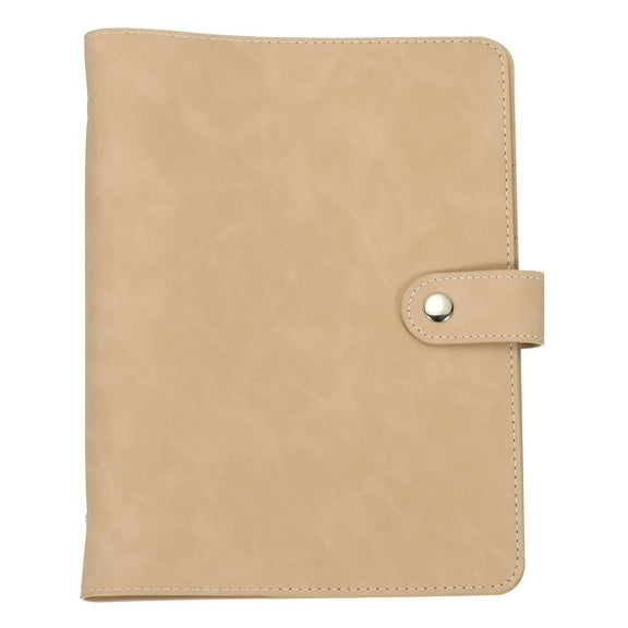 Uxcell A5 PU Leather Binder Cover, 6 Ring Loose Leaf Binder Protector Round Ring Binder Cover Refillable Notebook Binder for Meeting Photocard Budget Notebook Folder, Khaki