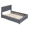 thumbnail image 4 of Full-Size Upholstered Platform Bed with Trundle, Upholstered Bedframe w/2 Storage Drawers for Kids, Teens, Mattress Foundation for Bedroom, Guestroom, Dorm, No Box Spring Required, Gray, 4 of 7