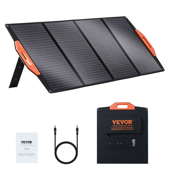 VEVOR Portable Monocrystalline Solar Panel, Monocrystallin120W Foldable e ETFE Solar Charger, 23% Efficiency Solar Panel with Type C, DC 18V, QC3.0 USB Port, IP67 Waterproof for Home,Off Grid,Hiking