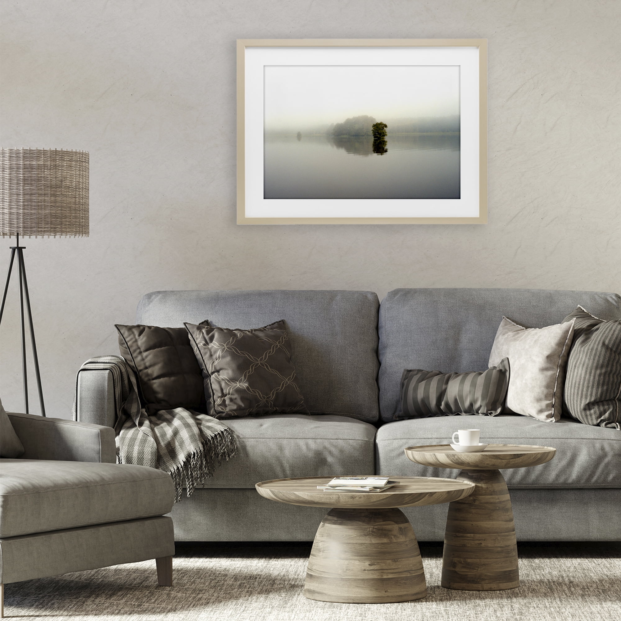 Stupell Industries Misty Lake Reflection Birch Framed Print Under Glass, design by Gail Peck
