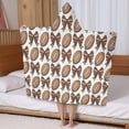 thumbnail image 5 of Brown Footballs and Bows Pattern Hooded Bath Towel，50"x30" for Ages 3 To 12 Kids, Quick Dry Lightweight Soft Microfiber Hood Beach Towel Cover Up for Kids, 5 of 7
