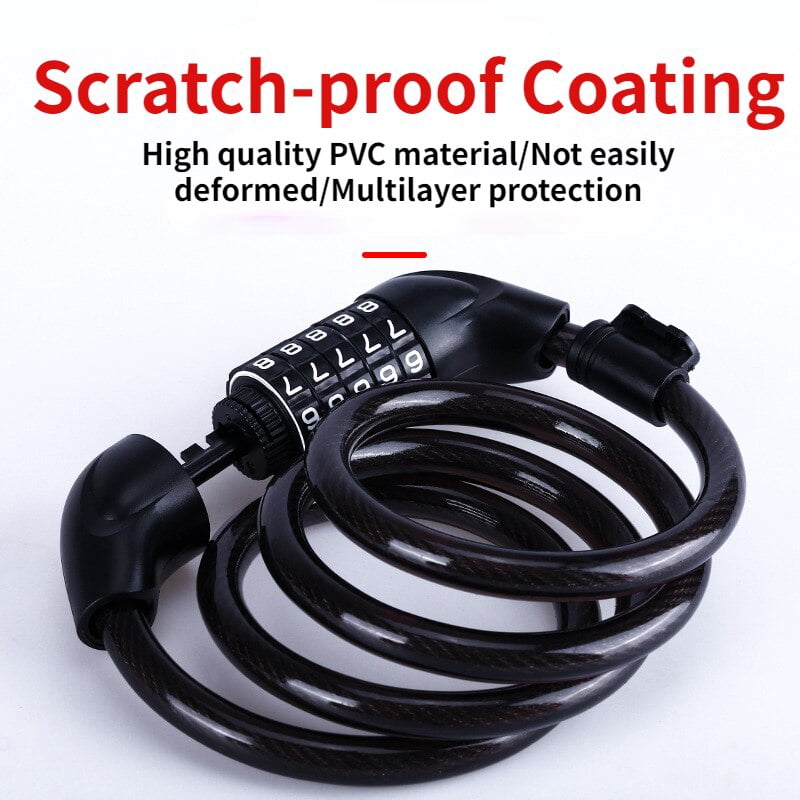 Bike Cable Lock 5 Digit Combination 1200mm Steel Anti Theft Security Lock for Bicycle Motorcycle Outdoor Use