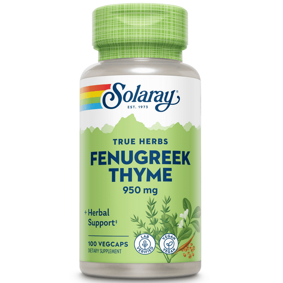Solaray Fenugreek  Thyme 950 mg | Healthy Respiration  Digestion Support | 50 Servings | 100 VegCaps