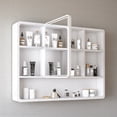 thumbnail image 2 of Tcbosik 35" x 28" Medicine Cabinet with Mirror and LED Lights, Wall Mounted Cabinet with Hair Dryer Stand & Cosmetic Storage, Accent Cabinet with Anti-Fog & Defogging & Memory Function, White, 2 of 11