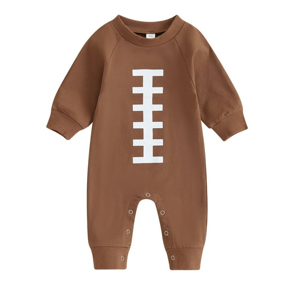 Newborn Infant Baby Boy Girl Football Jumpsuit 3M 6M 12M Long Sleeve Onesie Romper Playsuit Fall One Piece Outfit