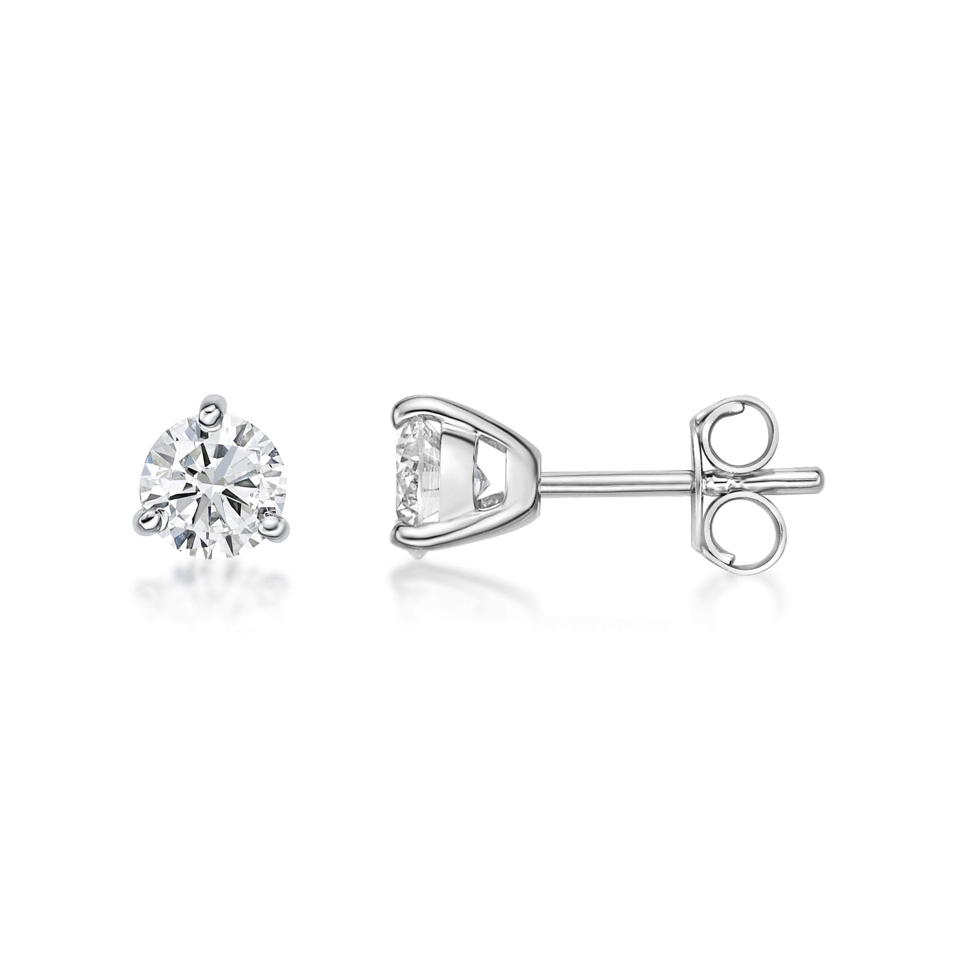 1 Carat Lab Grown Diamond Stud Earrings for Women in 14k White Gold (G-H, VS2-SI1, cttw) Post With Friction Back by Lavari Jewelers