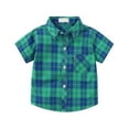 thumbnail image 1 of DXOUPM Girls Short Sleeved Shirt Versatile Lapel Button Down Plaid Tops Kids Trendy Clothes, 1 of 2
