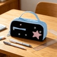 thumbnail image 4 of Funda de lápices de gran capacidad, bolsa organizadora de papelería multicapa con asa Bolsa portátil para bolígrafos para colegio y oficina, 4 of 9