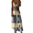 thumbnail image 1 of Women Summer Sleeveless Dress Print V Neck Spaghetti Strap Tank Maxi Dresses Casual Beach Sundress, 1 of 2