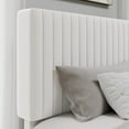 thumbnail image 5 of SHA CERLIN White Queen Size Upholstered Platform Bed Frame with Velvet Adjustable Channel Headboard, 5 of 10