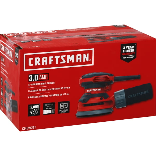 Craftsman 5 in. Corded Random Orbit Sander Kit 3 amps 12000 opm Red