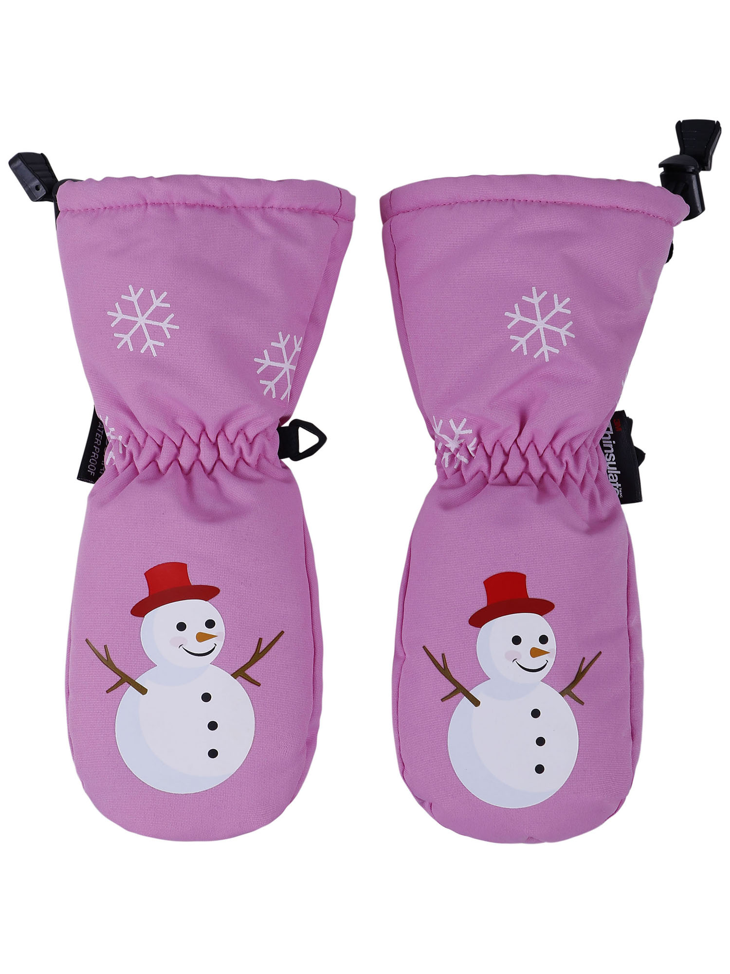 Kids Premium Weatherproof Thinsulate Snow Mittens, Snowman Print,M