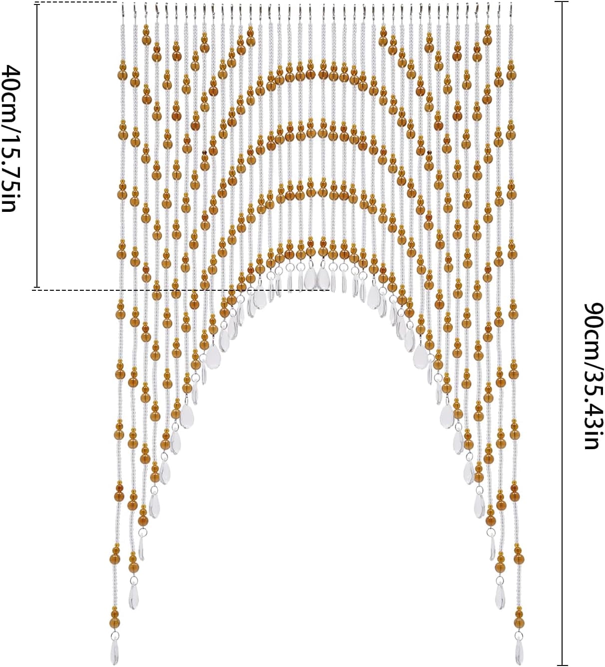 Hanging Glass Door Beads Beaded Curtain Room Bead Partition Curtain 15.7-35.4in Crystal Hanging Door Beads String Curtain Door Curtain for Doorway Window (Amber)