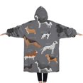 thumbnail image 2 of Oversized Wearable Blanket Hoodie,Dalmatian Corgi Bulldog Sherpa Blanket Hoodie with Super Pockets,Super Warm Fuzzy Pullover for Women & Men, 2 of 6