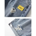 thumbnail image 5 of Men‘s Summer Ripped Denim Shorts Fashion Cuffed Hem Short Jeans Elastic Waist Mid Length Jeans Male Short Jeans Clothing, 5 of 6